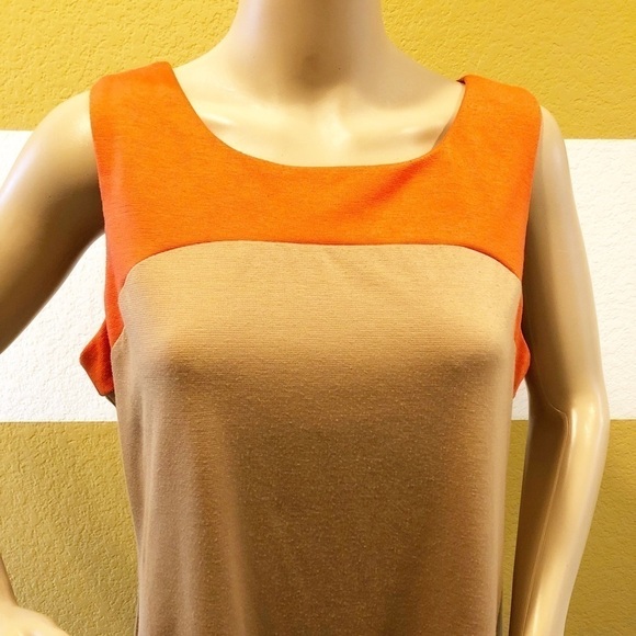 A. Byer orange/tan/black color block shift dress - Picture 2 of 9